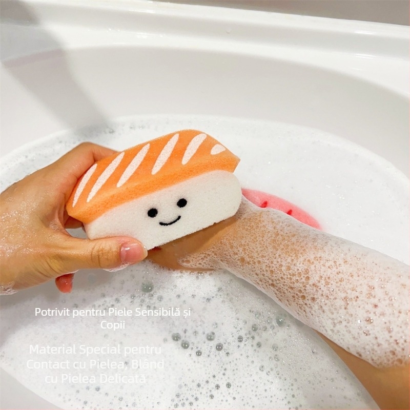 Burete de baie cu bile, creveți dulci, sushi, inimă moale, drăguț, pentru copii, baie