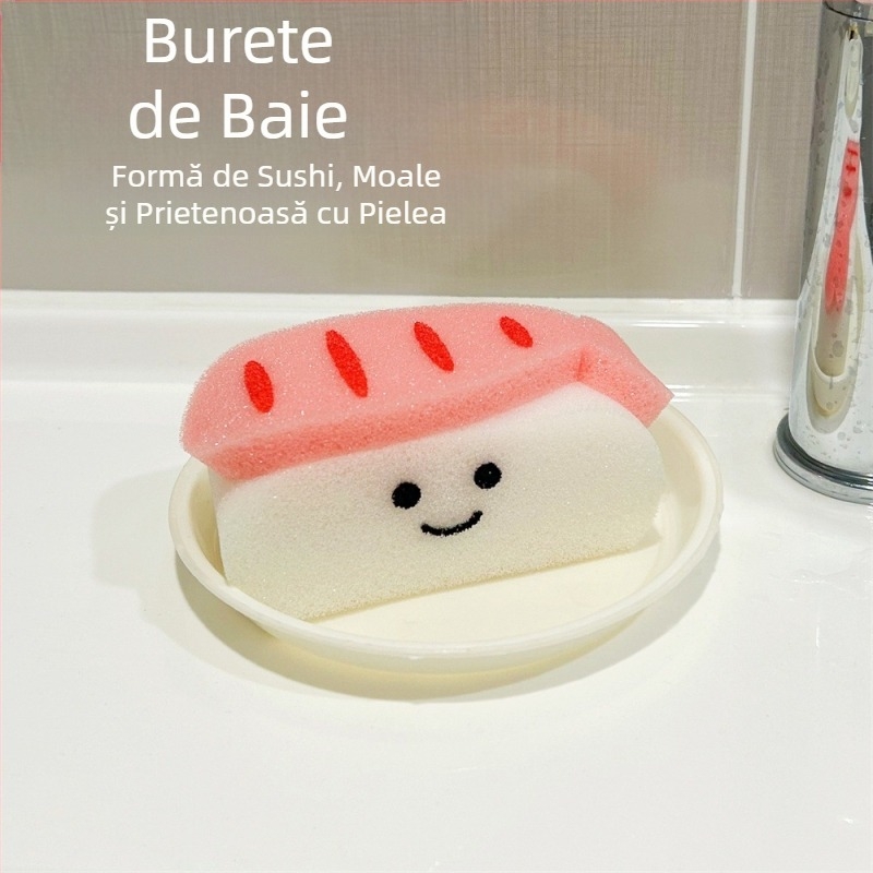 Burete de baie cu bile, creveți dulci, sushi, inimă moale, drăguț, pentru copii, baie