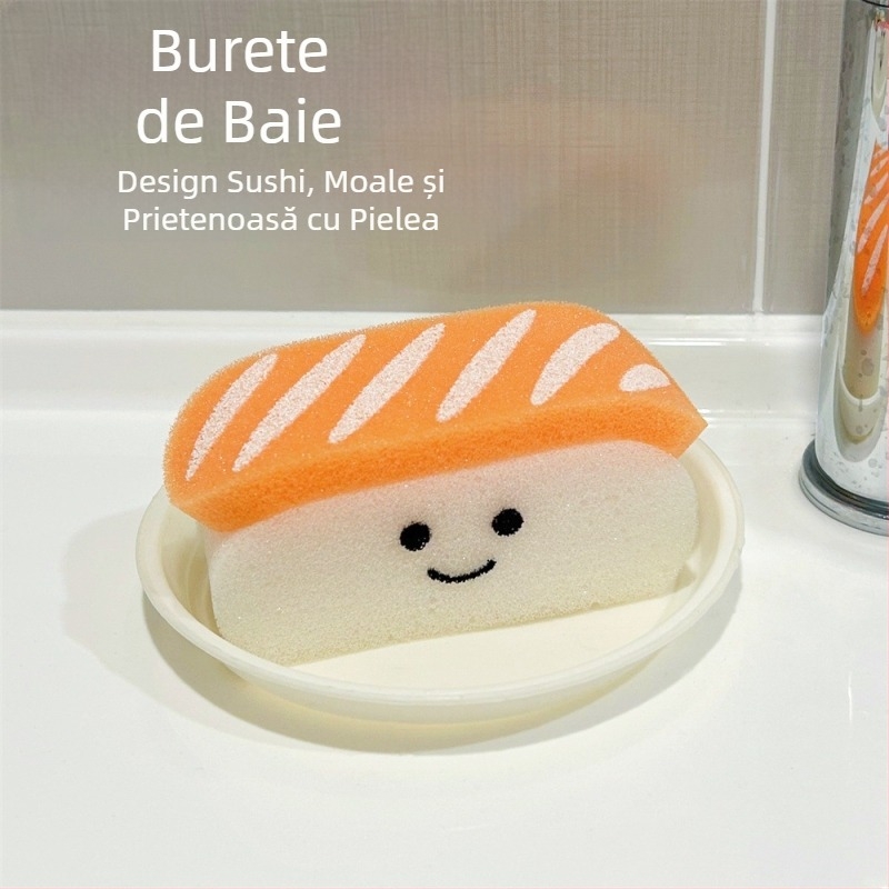 Burete de baie cu bile, creveți dulci, sushi, inimă moale, drăguț, pentru copii, baie