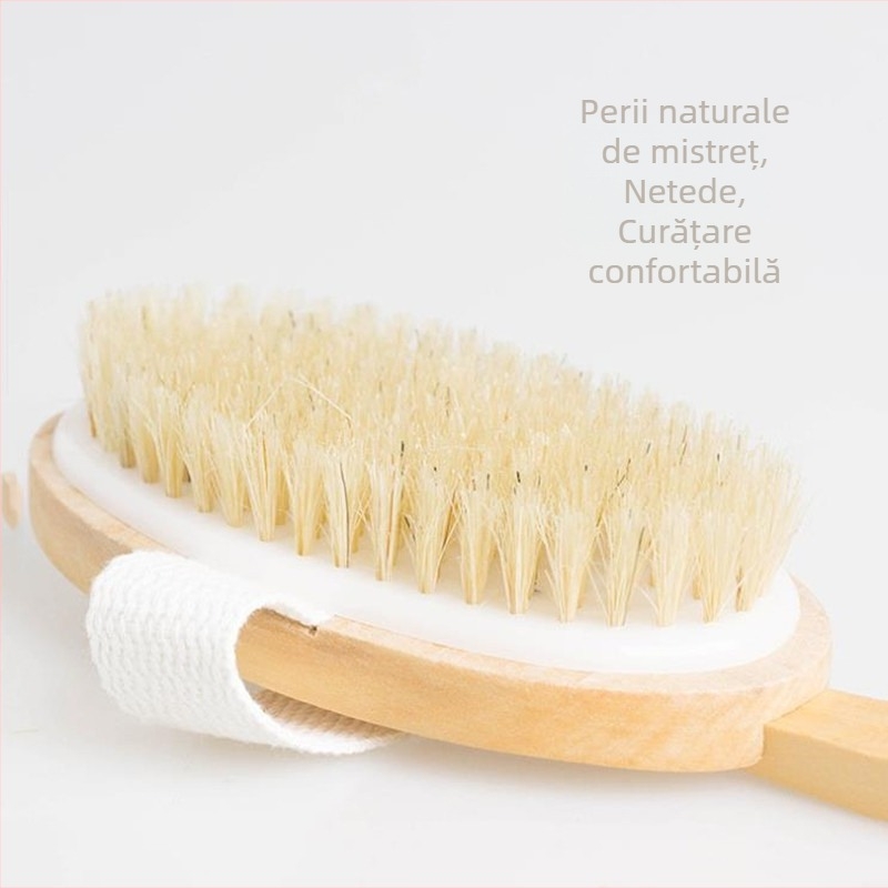 Perie de baie cu peri din lemn, vânzare transfrontalieră, perie de baie cu mâner lung, perie de baie cu peri, perie de baie pentru frecarea spatelui, perie de masaj detașabilă în stoc