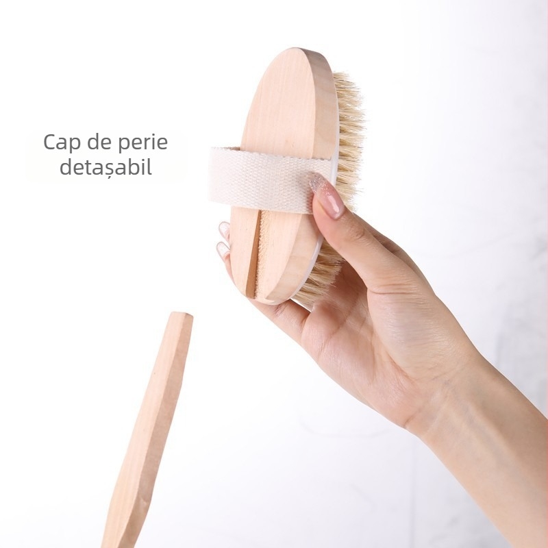 Perie de baie cu peri din lemn, vânzare transfrontalieră, perie de baie cu mâner lung, perie de baie cu peri, perie de baie pentru frecarea spatelui, perie de masaj detașabilă în stoc