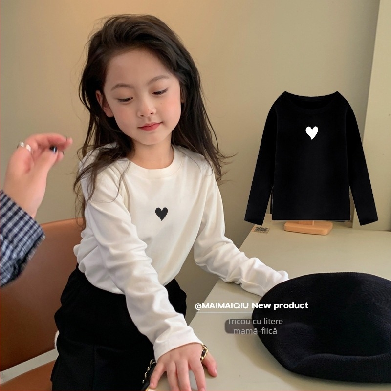 Tricou de bază pentru fete, stil coreean, cu toate potrivirile, tricou cu mânecă lungă pentru fete, primăvara și toamna, stil nou de toamnă 2024