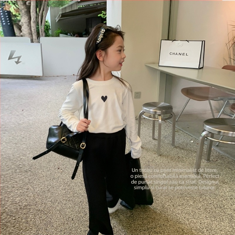 Tricou de bază pentru fete, stil coreean, cu toate potrivirile, tricou cu mânecă lungă pentru fete, primăvara și toamna, stil nou de toamnă 2024