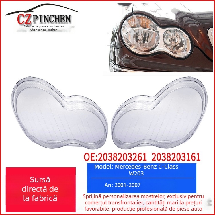 Compatibil cu Mercedes-Benz Clasa C W203 W209 01-07, capac far, mască far, accesorii, capac far față