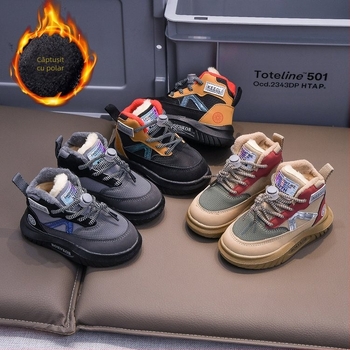 Pantofi sport pentru copii, pantofi căptușiți cu fleece, pantofi caldi, la modă, băieți și fete, pantofi casual noi de iarnă, pantofi de alergare din bumbac