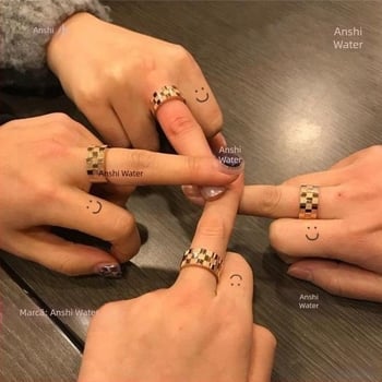 Autocolante pentru tatuaje cu plante, față zâmbitoare simplă și drăguță, autocolante din plante cu suc de deget, semipermanente, impermeabile, de lungă durată, pentru femei