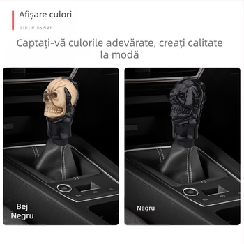 Bloc de schimbător de viteze modificat pentru mașină, rășină, model negru, cu craniu, pentru comerț exterior, universal, cu bile, agățat