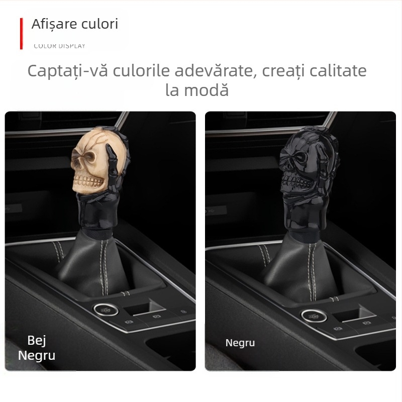 Bloc de schimbător de viteze modificat pentru mașină, rășină, model negru, cu craniu, pentru comerț exterior, universal, cu bile, agățat