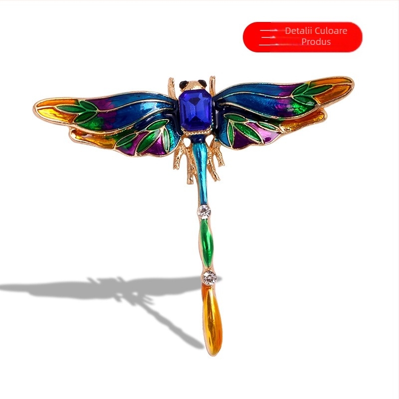 Broșă transfrontalieră europeană și americană retro cu ulei care picură email culoare libelulă broșă de înaltă calitate anti-lumină insecte animale corsaj femeii pin