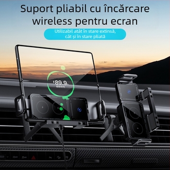 Suport auto pentru telefon mobil cu ecran pliabil 2025, încărcare wireless nouă pentru Huawei X5 Samsung, suport de navigație fix