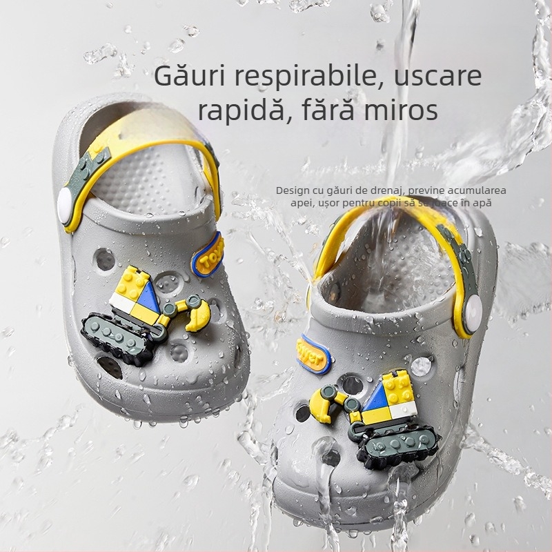 Papuci pentru copii Excavator, vara anului 2025, pantofi de plajă pentru copii Baotou, pantofi antiderapanți pentru interior, antiderapanți