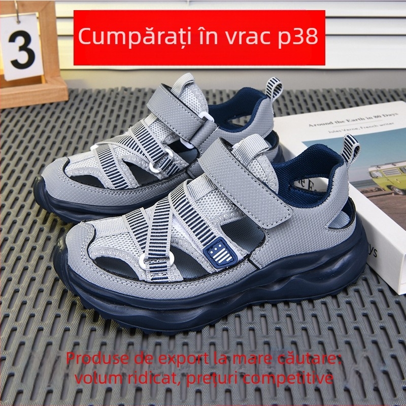 Pantofi de vară pentru băieți, pantofi de plajă pentru copii, pantofi de școală primară pentru băieți, pantofi la modă, pantofi cu cadru, pantofi de vară noi și respirabile, cu vârfuri, pentru copii