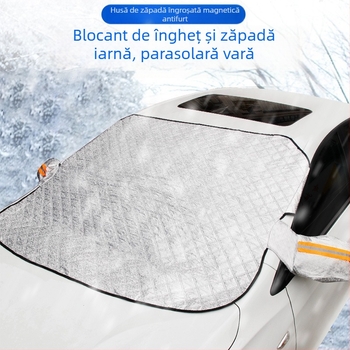 Parasolar auto transfrontalier, jumătate de husă, jachetă auto, protecție solară din sticlă frontală și izolație termică, scut gros pentru zăpadă, husă auto pentru zăpadă
