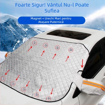 Parasolar auto transfrontalier, jumătate de husă, jachetă auto, protecție solară din sticlă frontală și izolație termică, scut gros pentru zăpadă, husă auto pentru zăpadă