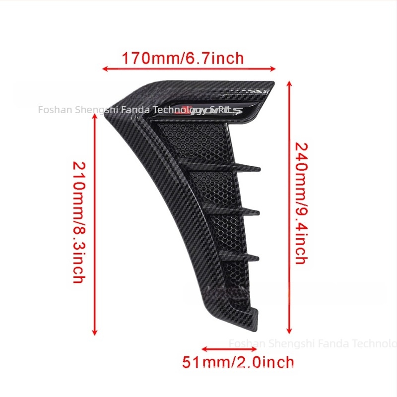 Simulare apărătoare Shark Gill modificare lipire General Motors placă laterală aerisire laterală model negru carbon apărătoare decorativă