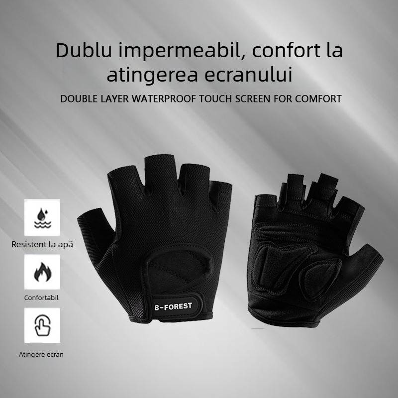 Mănuși sport cu jumătate de deget pentru bărbați și femei, vara, respirabile, antiderapante, anti-bătăituri, pentru ciclism și alergare, rezistente la uzură, absorbante de șocuri, mănuși de fitness