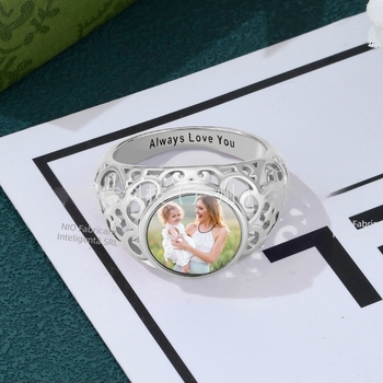 Inel cu fotografie retro personalizat din argint sterlin S925, personalizat, transfrontalier, european și american, bijuterii de înaltă calitate, vândute la preț redus, pentru femei