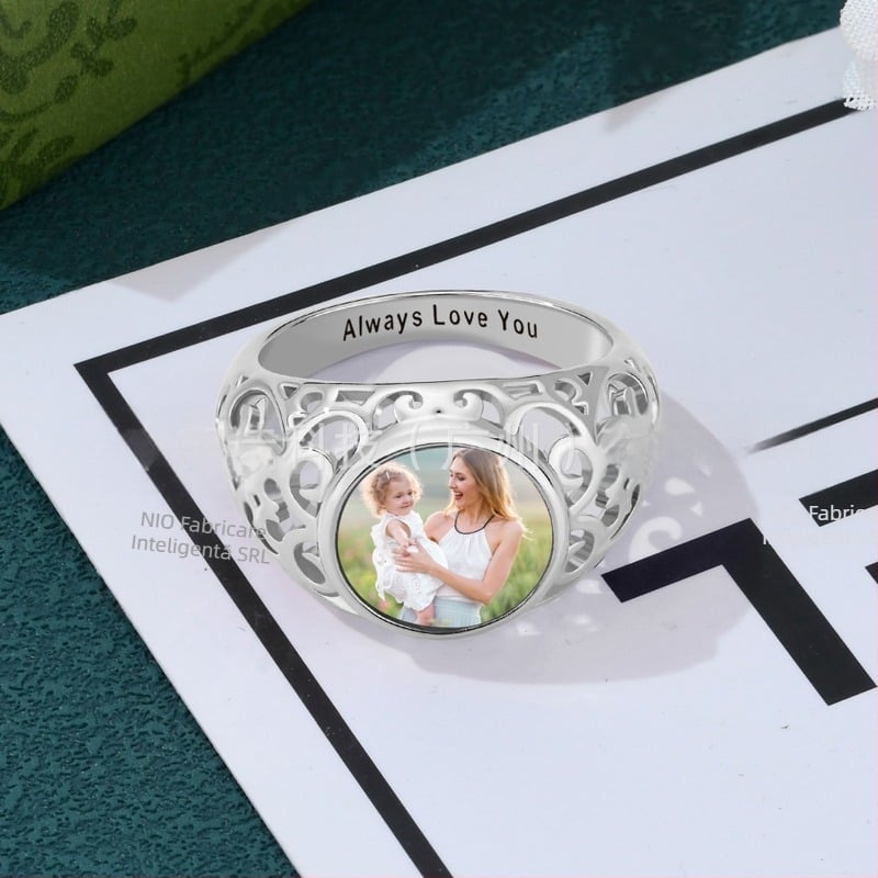 Inel cu fotografie retro personalizat din argint sterlin S925, personalizat, transfrontalier, european și american, bijuterii de înaltă calitate, vândute la preț redus, pentru femei