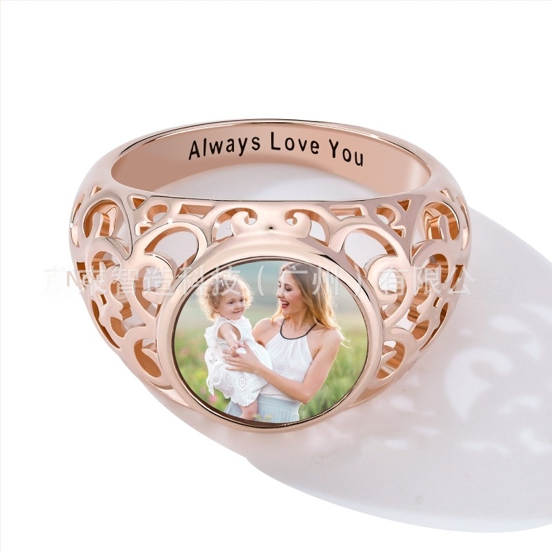 Inel cu fotografie retro personalizat din argint sterlin S925, personalizat, transfrontalier, european și american, bijuterii de înaltă calitate, vândute la preț redus, pentru femei
