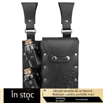 Geantă dublă înclinată pentru sticlă, alchimie medievală, stil nordic viking, recuzită vintage pentru cosplay, Amazon TEMU Cross Border