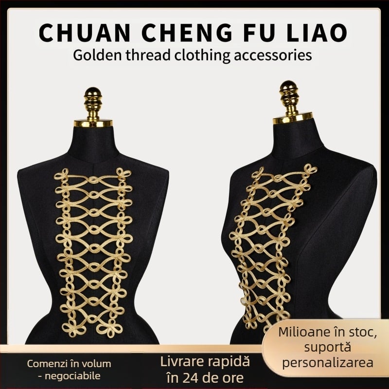 Rochie de mătase aurie cu margini decorative, costum lucrat manual, costum de dans, dantelă decorativă, auriu, negru, auriu, uniformă personalizată, scară decorativă