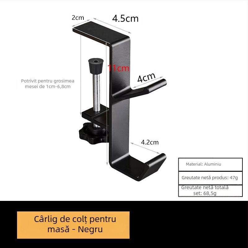 Cârlige pentru rucsacuri, en-gros, în stoc, pentru birouri de studenți, genți agățate lateral, fără adeziv, detașabile, cârlig mobil individual pentru birou