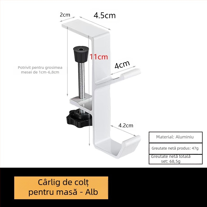 Cârlige pentru rucsacuri, en-gros, în stoc, pentru birouri de studenți, genți agățate lateral, fără adeziv, detașabile, cârlig mobil individual pentru birou
