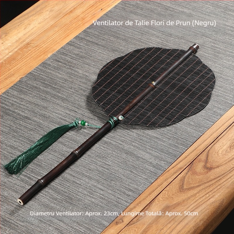 Evantai rotund din mătase de bambus lucrat manual, evantai din bambus, stil chinezesc, evantai rotund din bambus, evantai Hanfu, evantai rotund pliabil portabil, evantai din PU