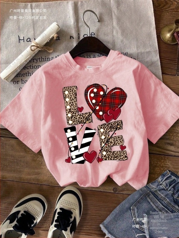 [Cod european transfrontalier] Ins Style bărbați casual cu mânecă scurtă tricou de vară dragoste inimă gest Harajuku