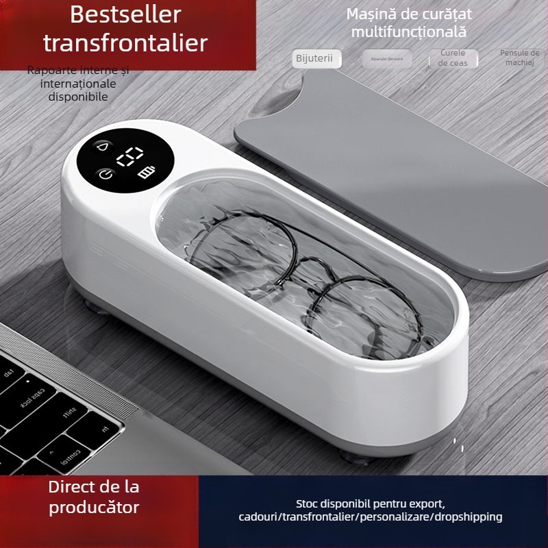 Mașină de curățat cu ultrasunete pentru bijuterii, perie de machiaj, curățător de ochelari, mini cutie electrică de curățare portabilă, producător en-gros