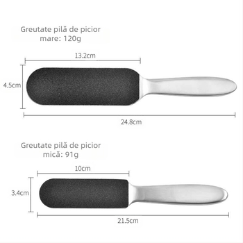 Piatră de șlefuit pentru pedichiură din oțel inoxidabil, instrument exfoliant pentru picioare, placa de frecare pentru picioare cu două fețe, șlefuitor pentru pedichiură