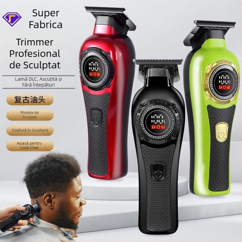 Gravură de tuns cu aparat de ras electric tuns cu cap de ulei cu împingere LCD digital display electric tuns tuns salon de coafură