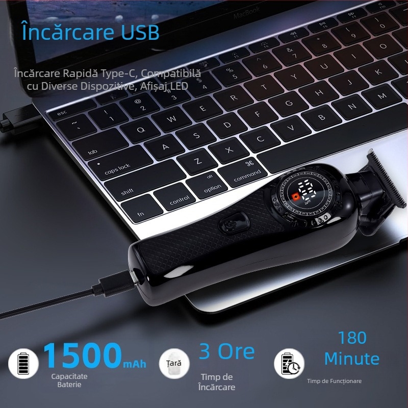 Gravură de tuns cu aparat de ras electric tuns cu cap de ulei cu împingere LCD digital display electric tuns tuns salon de coafură