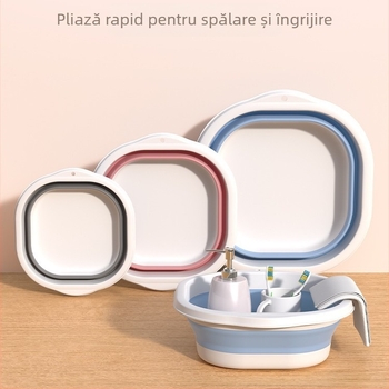 Bazin pliabil din silicon portabil, bazin de spălat legume mare îngroșat, pentru dormitorul studențesc, bazin de spălare a picioarelor din plastic, bazin de spălare a feței, bazin multifuncțional