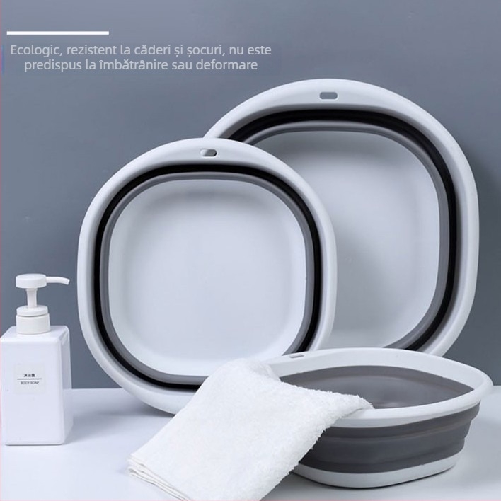 Bazin pliabil din silicon portabil, bazin de spălat legume mare îngroșat, pentru dormitorul studențesc, bazin de spălare a picioarelor din plastic, bazin de spălare a feței, bazin multifuncțional