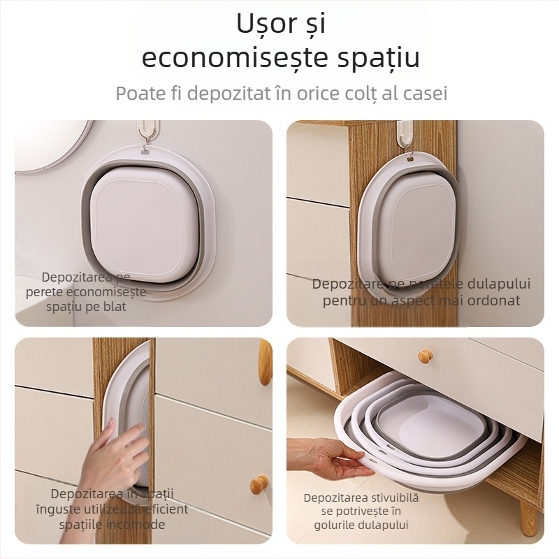 Bazin pliabil din silicon portabil, bazin de spălat legume mare îngroșat, pentru dormitorul studențesc, bazin de spălare a picioarelor din plastic, bazin de spălare a feței, bazin multifuncțional