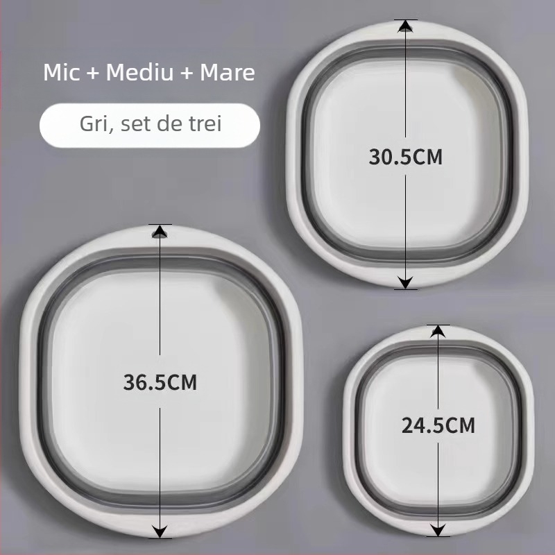 Bazin pliabil din silicon portabil, bazin de spălat legume mare îngroșat, pentru dormitorul studențesc, bazin de spălare a picioarelor din plastic, bazin de spălare a feței, bazin multifuncțional