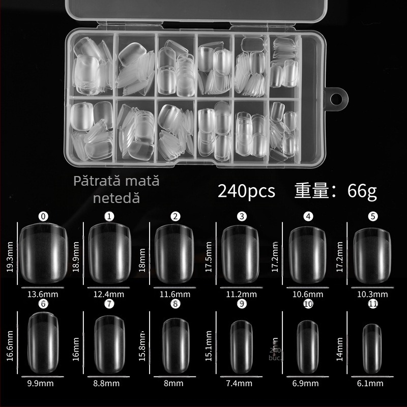 Oja pliabilă fără sudură, foaie de unghii, lucioasă, mată, ultra-subțire, extensie pentru unghii false, patch-uri, 240 de bucăți, foaie de unghii în cutie