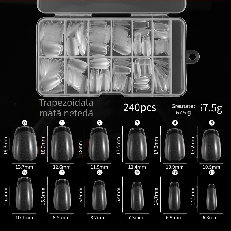 Oja pliabilă fără sudură, foaie de unghii, lucioasă, mată, ultra-subțire, extensie pentru unghii false, patch-uri, 240 de bucăți, foaie de unghii în cutie