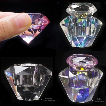 Cupă de cristal pentru unghii cu diamant de înaltă permeabilitate, rafinată, cu diamant magic, cu cristal lichid, stilou de spălare, cupă de depozitare pentru bijuterii