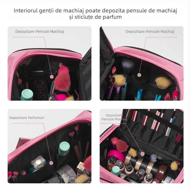 Geantă de machiaj cosmetică multi-persă pentru femei, portabilă, de mare capacitate, pentru machiaj profesional, artist și geantă de depozitare pentru machiaj, instrument de tatuaj