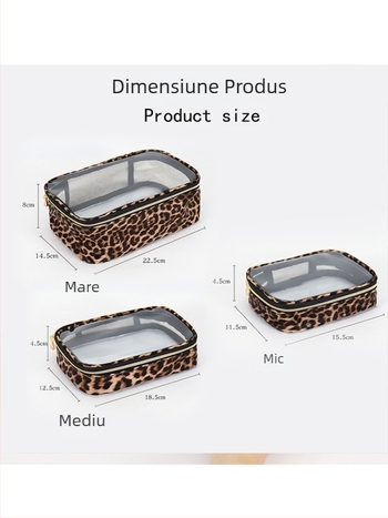 Geantă cosmetică nouă, geantă de depozitare cu imprimeu leopard, geantă de toaletă transparentă de călătorie portabilă pentru femei, comerț exterior transfrontalier, comerț electronic, en-gros