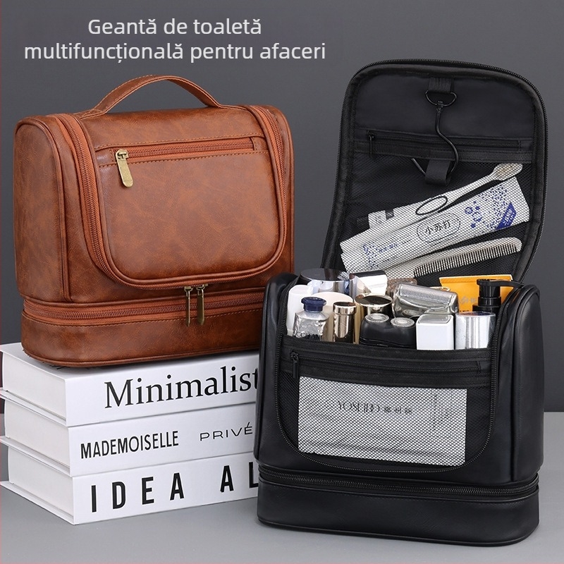 Geantă de spălat portabilă pentru bărbați, cu capacitate mare, dublu strat, agățată, multifuncțională, transfrontalieră, geantă de călătorie pentru depozitarea cosmeticelor
