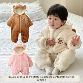 Salopetă pentru bebeluși Xinyi, salopetă cu glugă pentru bărbați și femei, salopetă de toamnă și de iarnă, îngroșată și caldă, pentru nou-născuți