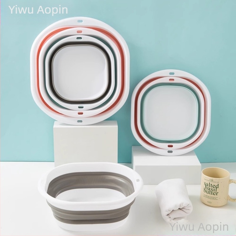 Lavoar pătrat pliabil, portabil, din plastic, pliabil, pentru dormitor studențesc, economisire de spațiu, îngroșat, pentru picioare