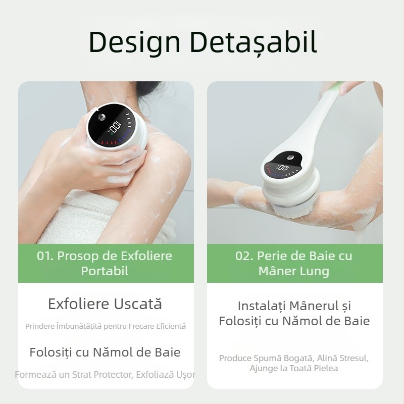 Perie electrică de baie și duș transfrontalieră, impermeabilă, cu mâner lung, pentru frecarea colțurilor, perie de baie cu noroi, perie de baie electrică rotativă cinci în unu