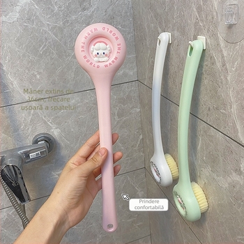 Perie de baie cu mâner lung și peri moi pentru fete, potrivită pentru îmbăiere și frecarea spatelui, disponibilă pentru vânzare en-gros și dropshipping într-un stil feminin