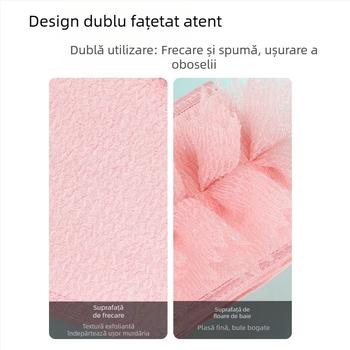 Prosop lung de frecare special pentru uz casnic, cu dublă utilizare, Rabe, perie de baie cu artefacte, perie de baie spate, floare 2 în 1, baie