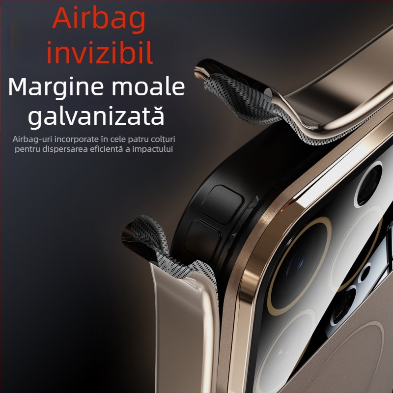 Carcasă magnetică pentru telefon cu fereastră mare, potrivită pentru iPhone 16Promax, cu aspect de piele mată Ag, care se transformă instantaneu într-o carcasă de protecție Apple 17