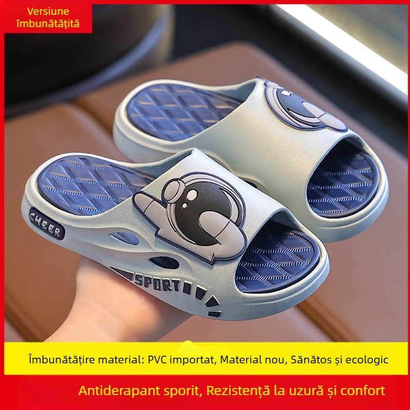 Sandale și papuci pentru copii, cu fund moale, pentru părinți și copii, vară pentru adulți, cu desene animate, antiderapante, pentru casă, baie, senzație de exterior